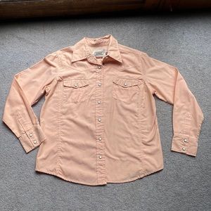 Pastel Orange pearl snap button down rodeo shirt